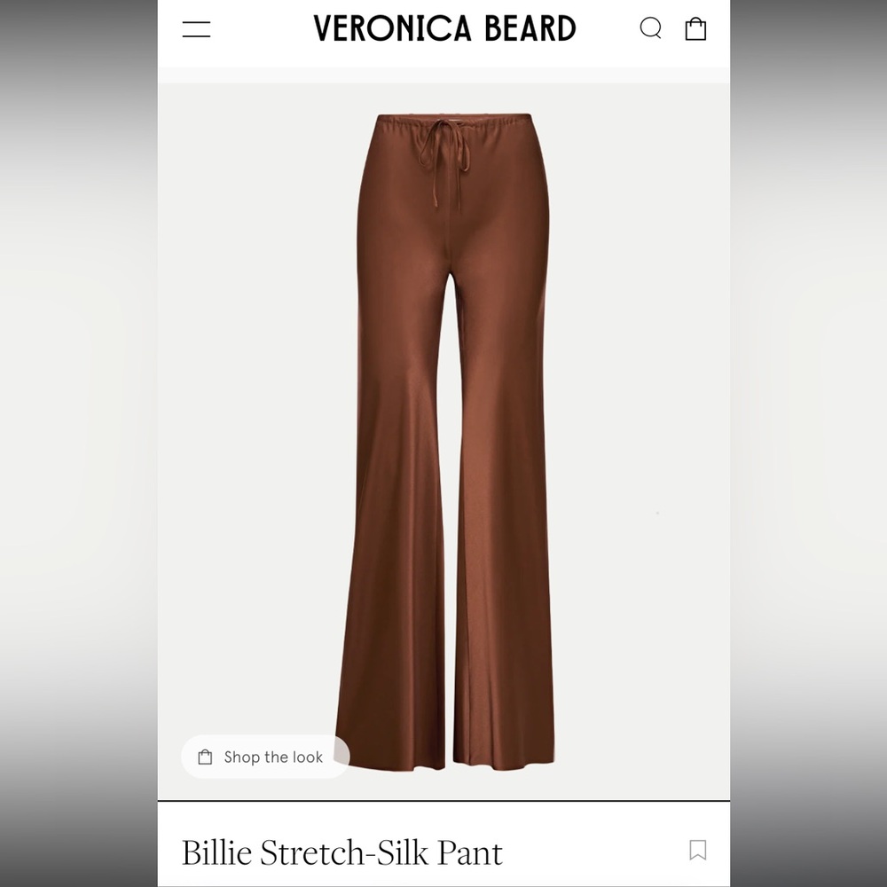 NWT Veronica Beard Billie Stretch-Silk Pant